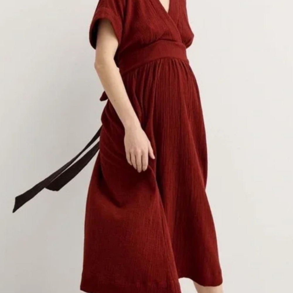 Hatch Maternity Deep Red Midi Dress Carolina